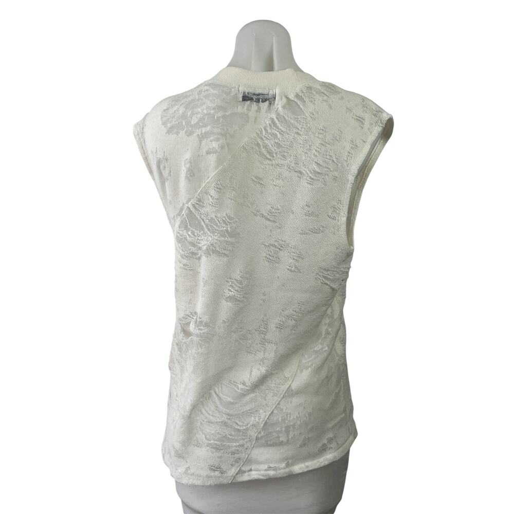 IRO Jeans Nuala White Sleeveless Crewneck Distressed Muscle Tee Tank Top Size XS - Picture 3 of 5